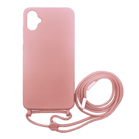 Capa de Silicone com Cordão para Samsung Galaxy A05 Rosa